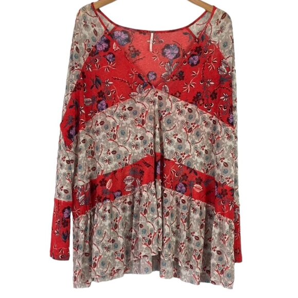 Free People Isabella Floral Cherry Tunic Top - Picture 2 of 12